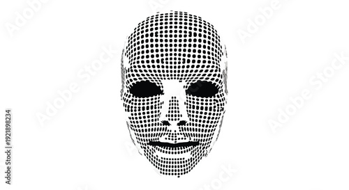 Wireframe mesh grid face digital avatar
