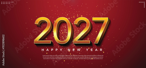 gold glitter decoration and transparent beautiful bubbles for 2027 new year celebration.