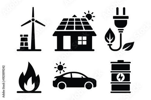 Renewable Energy Icons: Sustainable Power Sources