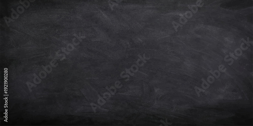 Blank old chalkboard with a dirty grunge texture on a dark grey vintage stone wall backdrop frame