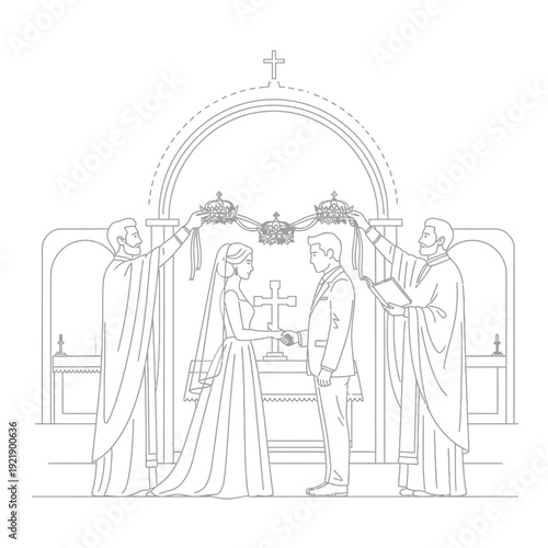 Architectural facade of Orthodox church with religious icons