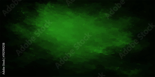 Abstract green space background featuring a dark star texture with glowing light clouds and motion design elements