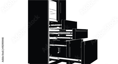 Industrial Tool Cabinet Illustration - Professional Workshop Storage and Organization