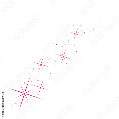 Pink Sparkle Star Trail Effect Isolated on Transparent Background