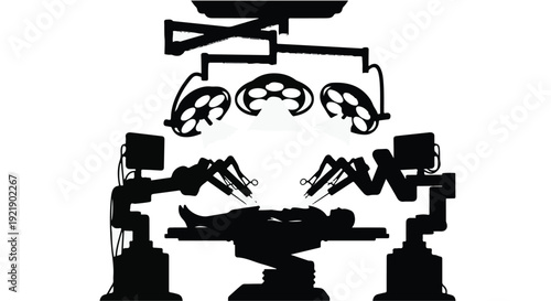 Robotic Surgery in Operating Room - Futuristic Medical Technology Illustration