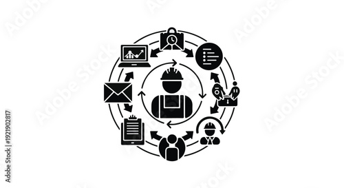 Business workflow automation and productivity concept