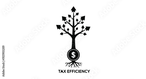Tax efficiency concept with growing money tree