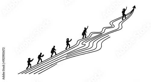 Business people climbing up career path success stairs