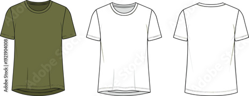 Women's and men's fashion apparel collection featuring jackets, dresses, trousers, skirts, and shirts technical cad drawing flat vector illustration, template.