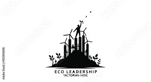 Eco friendly leadership concept with wind turbines