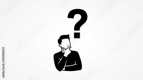 Man thinking with a question mark above his head.