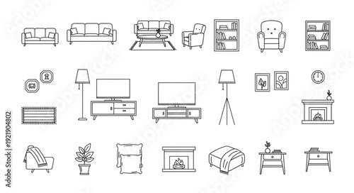 Collection of Hand Drawn Furniture and Home Decor Items.