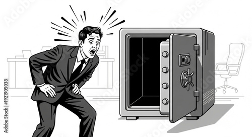 Man Shocked By Empty Safe Open With Nothing Inside.