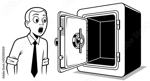 Man Shocked by Empty Safe.