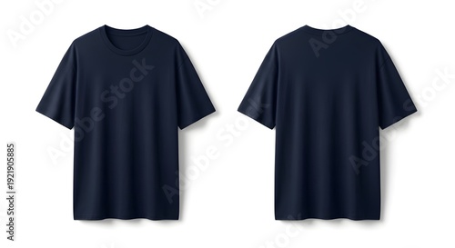 Navy oversized t-shirt mockup Isolated white background 