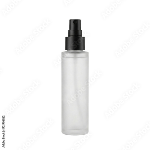 Bild auf Leinwand Frosted transparent cosmetic spray bottle with black nozzle