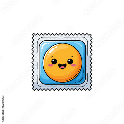 Cute Smiling Condom Packet Illustration