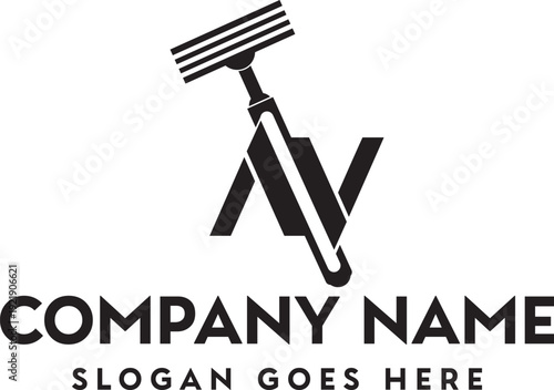 A black and white logo featuring a gavel combined with the letter v representing legal services