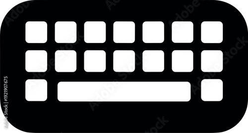 Black Computer Keyboard Silhouette Icon on white Background Vector