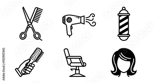Hair Salon Icons Set Barber Shop Tools and Equipment.