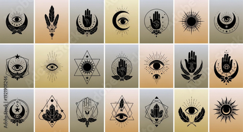 Collection of Mystical Symbols and Esoteric Icons.