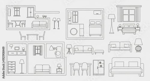 Architectural Floor Plan Drawings of Interior Spaces.
