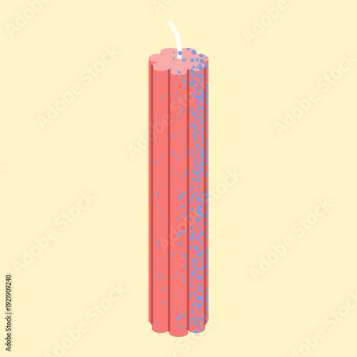 Illustration of a stylized cylindrical candle with decorative texture and visible wick. The candle is the central and only element of the composition.