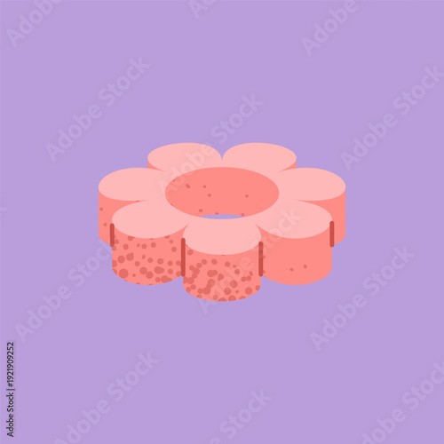 Illustration of a wax flower holder with petal shape and central cavity. The form includes textured sides and rounded geometry.