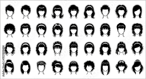 Collection of Diverse Anime Hairstyle Illustrations for Characters.