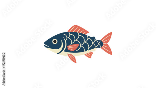 Stylized fish illustration on black background for design elements