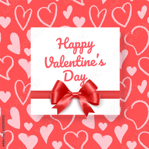 Happy Valentine's Day greeting card with a place for your wishes, vector illustration