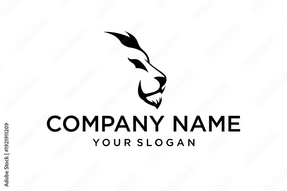 Fototapeta premium Abstract Black Lion Head Logo Design Silhouette for Company Branding
