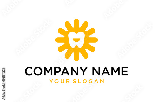 Sun tooth dental logo design, modern creative icon for dentistry clinic or oral health care branding