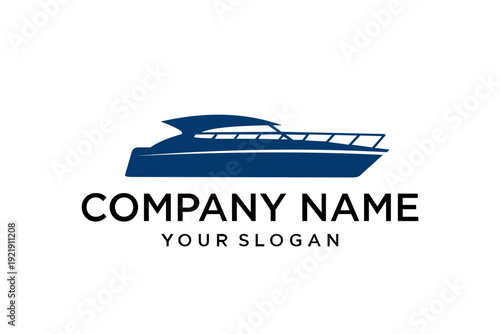Yacht Boat Silhouette Logo Design for Marine Business