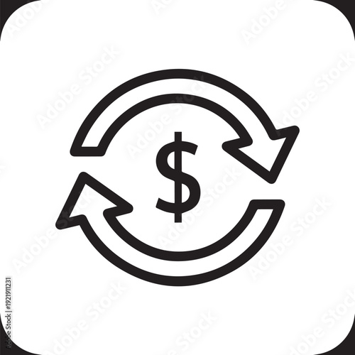Money transfer and currency exchange arrows dollar symbol icon