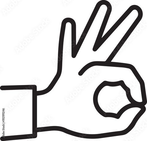 OK hand gesture line icon for approval and confirmation
