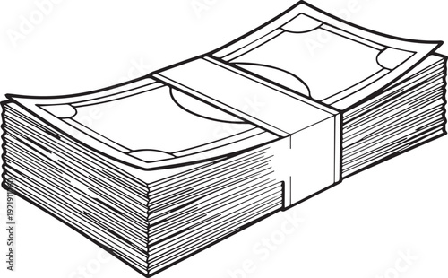 Stack of cash money bundle line icon for finance concepts