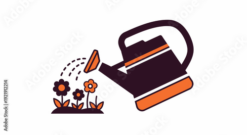 Watering Can Pouring Water on Flowers.