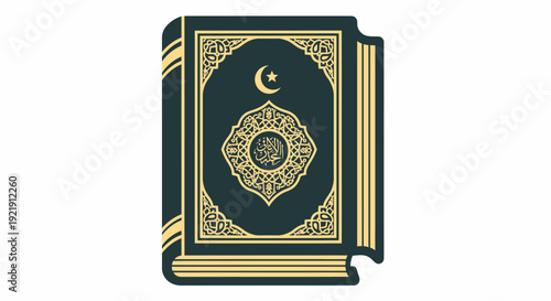 Islamic Quran Book with Ornate Cover Design.