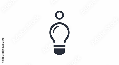 Simple Black Light Bulb Icon Illustration.