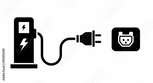Electric Vehicle Charging Station with Plug and Car Icon.