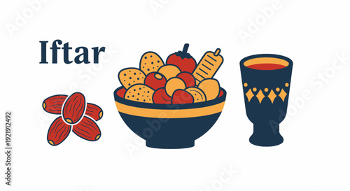 Bowl of Dates and Fruits with Cup.