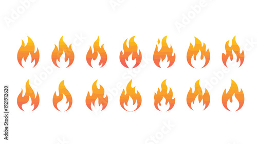 Flames Burning on White Background