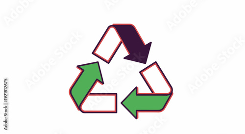 Recycling Symbol with Green and Purple Arrows.