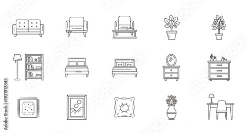 Collection of hand drawn furniture and home decor sketches.