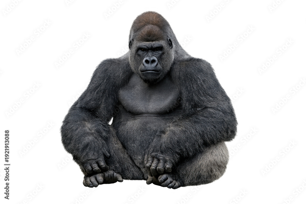 Obraz premium Silverback gorilla sitting showing powerful presence