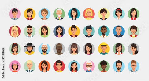 Diverse Group of People Avatars Representing Different Individuals.