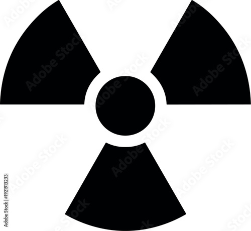 Black Radiation Warning Radioactive Hazard Symbol Icon on white Background Vector