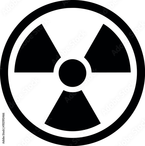 Black Radiation Warning Radioactive Hazard Symbol Icon on white Background Vector