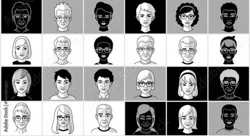 Diverse group of people portraits in a grid pattern.
